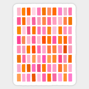 Pink and Orange, Sketchy, Block Pattern Sticker